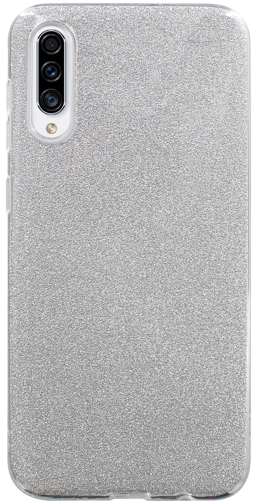 Samsung Galaxy A30s (SM-A307F) szilikon tok kivehető ezüst csillámporos réteg átlátszó