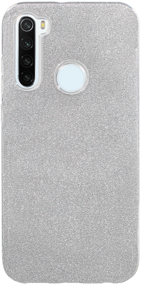 Xiaomi Redmi Note 8T szilikon tok kivehető ezüst csillámporos réteg átlátszó