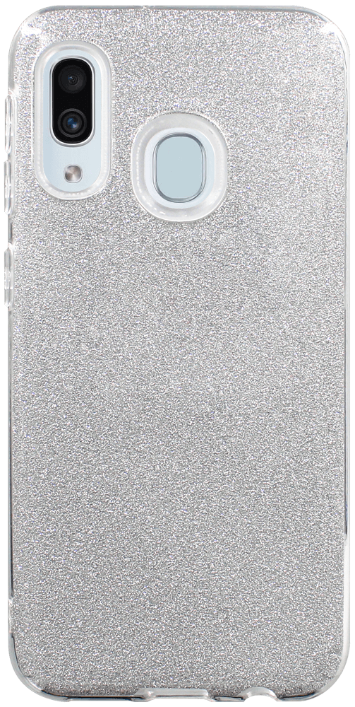 Samsung Galaxy A20e (SM-A202F) szilikon tok kivehető ezüst csillámporos réteg átlátszó