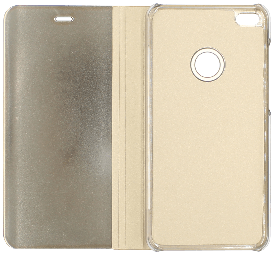 Huawei Honor 8 Lite oldalra nyíló flipes bőrtok Smart Clear View arany