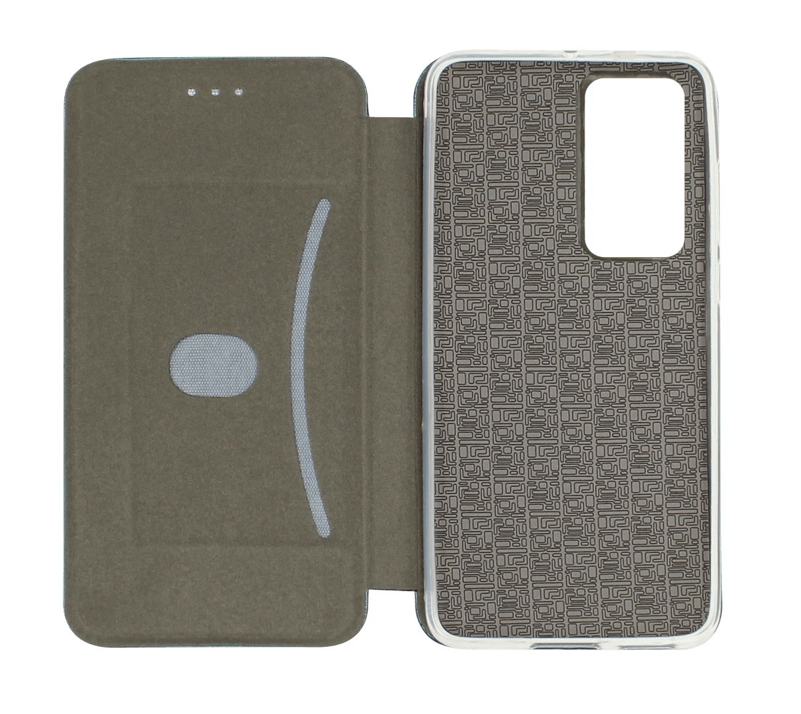 Huawei P40 oldalra nyíló mágneses flipes bőrtok prémium minőség sötétzöld