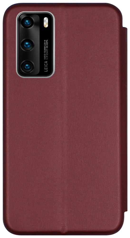 Huawei P40 oldalra nyíló mágneses flipes bőrtok prémium minőség bordó