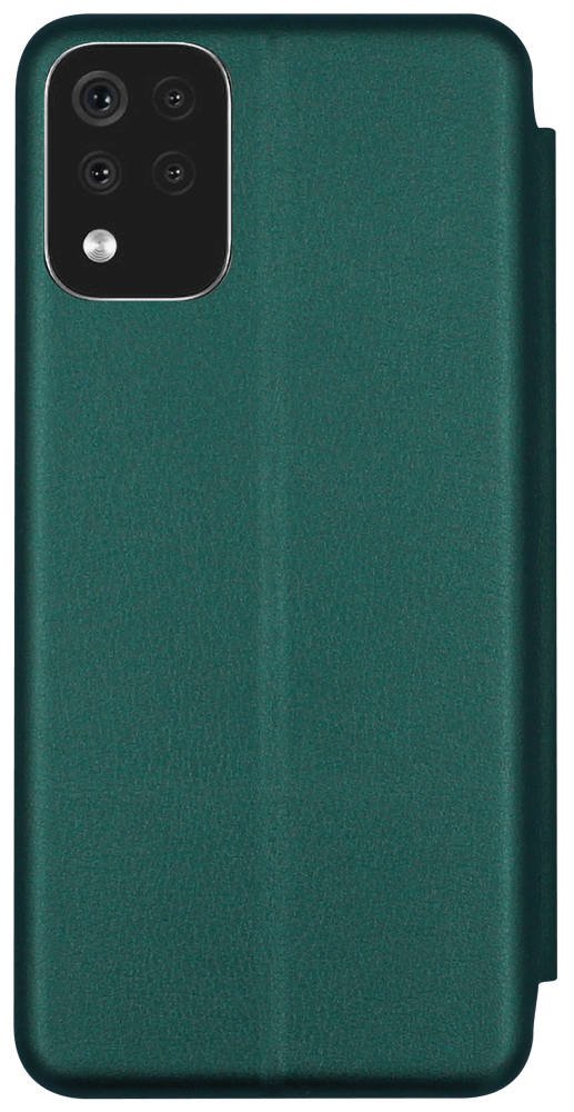 LG K42 oldalra nyíló mágneses flipes bőrtok prémium minőség sötétzöld