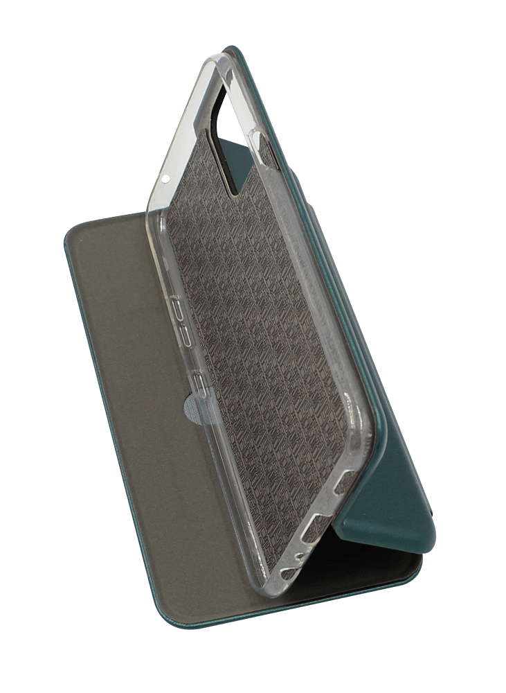 LG K42 oldalra nyíló mágneses flipes bőrtok prémium minőség sötétzöld