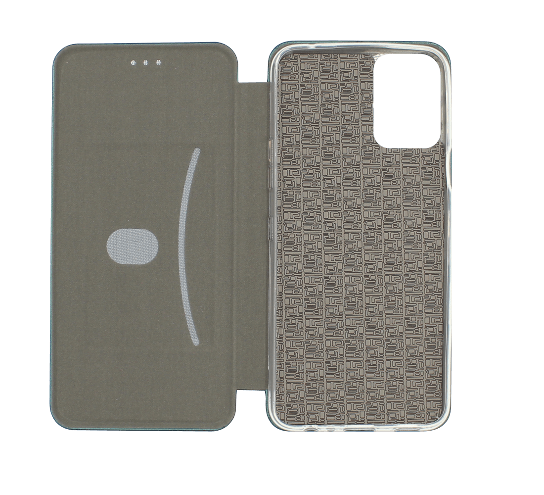 LG K42 oldalra nyíló mágneses flipes bőrtok prémium minőség sötétzöld