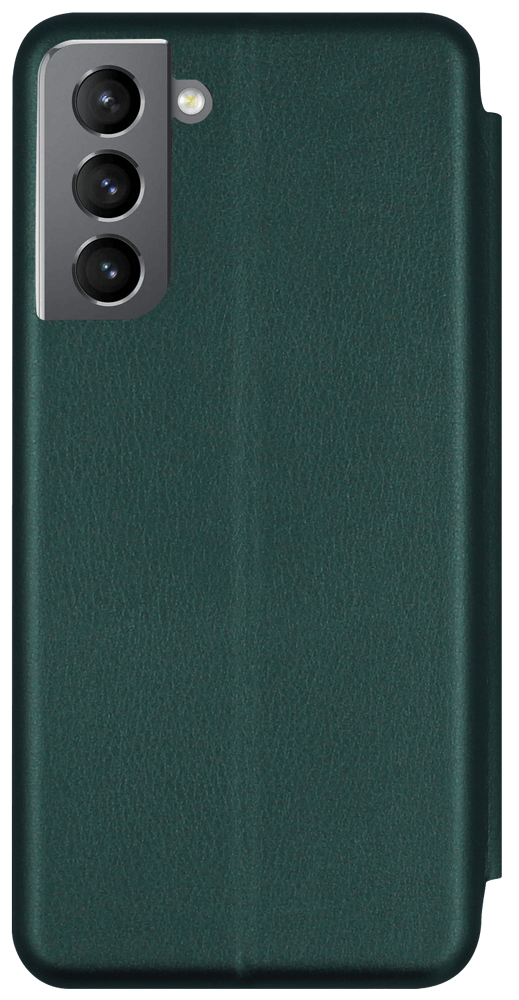 Samsung Galaxy S21 Plus 5G (SM-G996B) oldalra nyíló mágneses flipes bőrtok prémium minőség sötétzöld