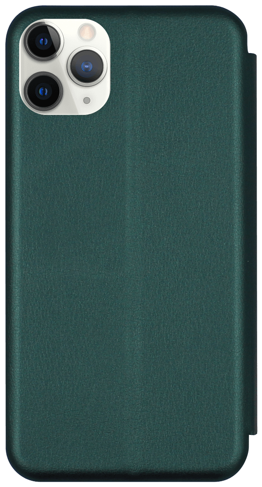 Apple iPhone 11 Pro Max oldalra nyíló mágneses flipes bőrtok prémium minőség sötétzöld