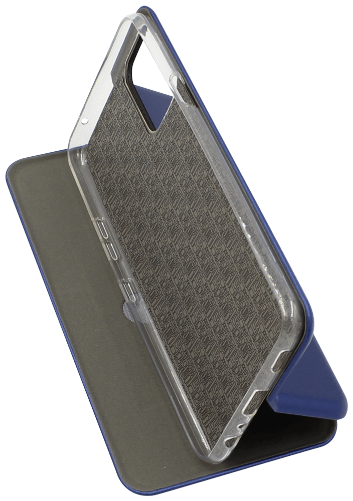 LG K42 oldalra nyíló mágneses flipes bőrtok prémium minőség sötétkék