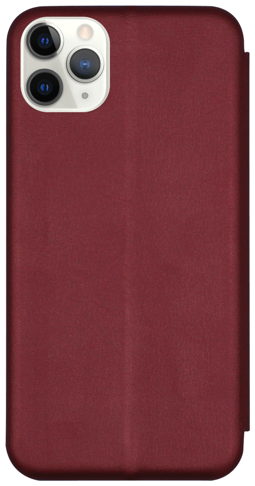 Apple iPhone 11 Pro Max oldalra nyíló mágneses flipes bőrtok prémium minőség bordó