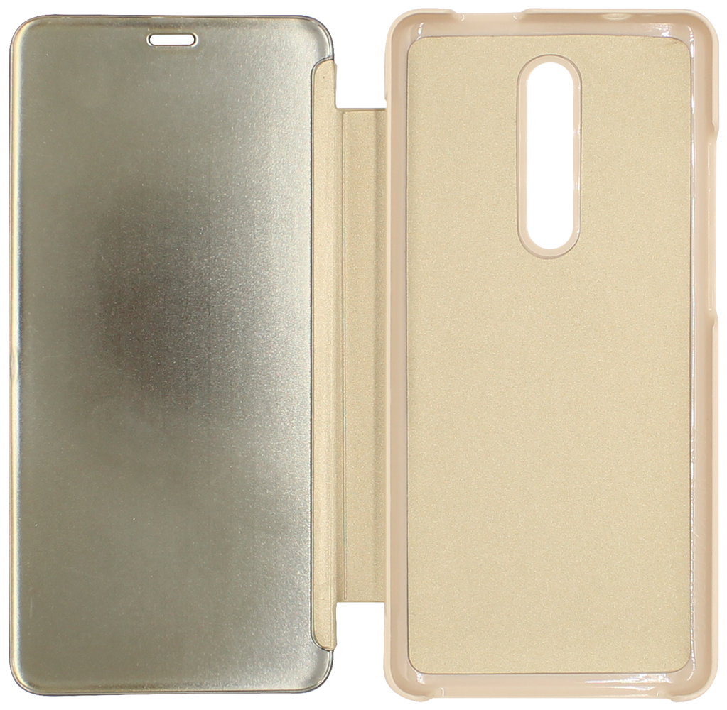 Xiaomi Mi 9T oldalra nyíló flipes bőrtok Smart Clear View arany