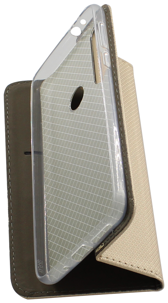 Motorola One Macro oldalra nyíló flipes bőrtok rombusz mintás arany