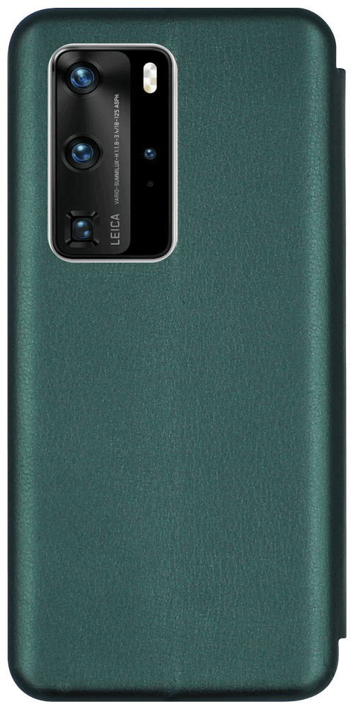 Huawei P40 Pro oldalra nyíló mágneses flipes bőrtok prémium minőség sötétzöld