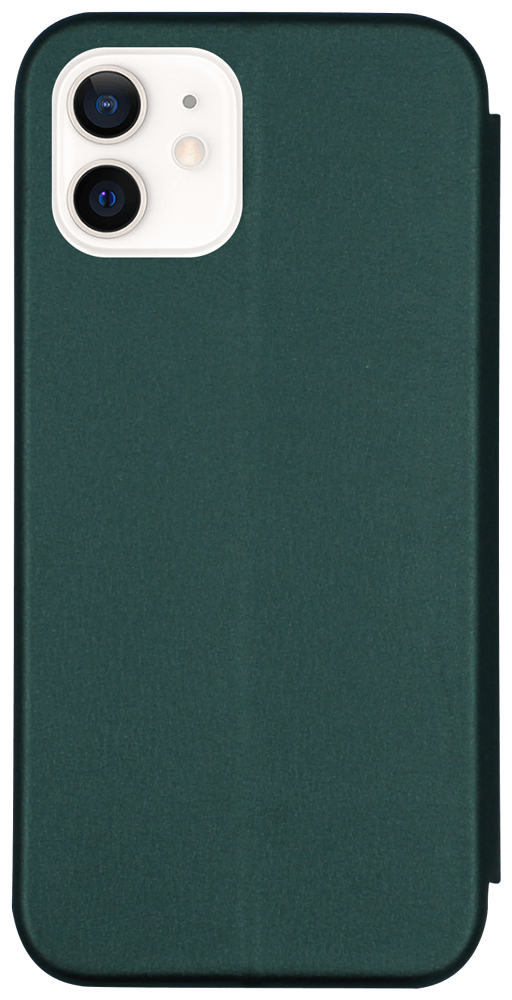 Apple iPhone 12 oldalra nyíló mágneses flipes bőrtok prémium minőség sötétzöld