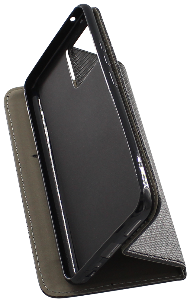 Realme 8 Pro oldalra nyíló flipes bőrtok rombusz mintás fekete