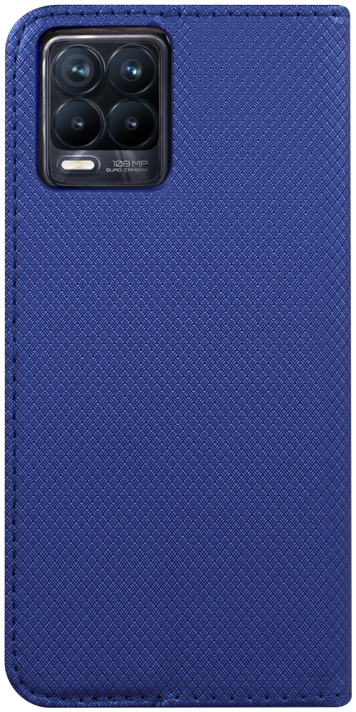 Realme 8 Pro oldalra nyíló flipes bőrtok rombusz mintás sötétkék