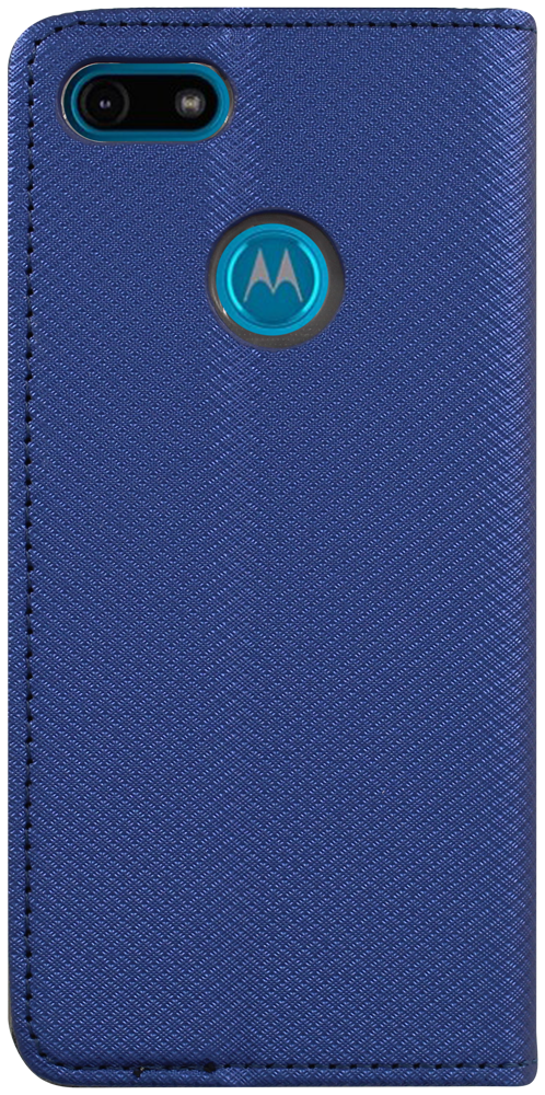 Motorola Moto E6 Play oldalra nyíló flipes bőrtok rombusz mintás sötétkék