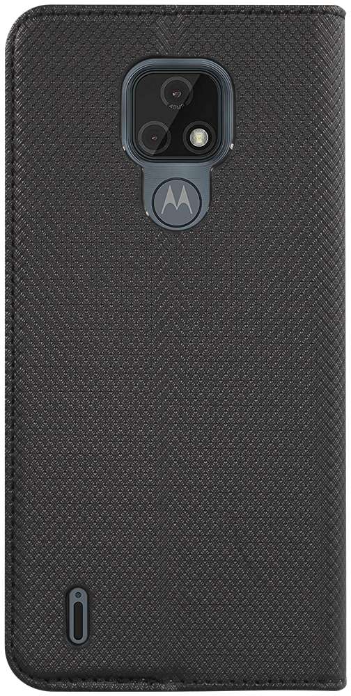 Motorola Moto E7 oldalra nyíló flipes bőrtok rombusz mintás fekete