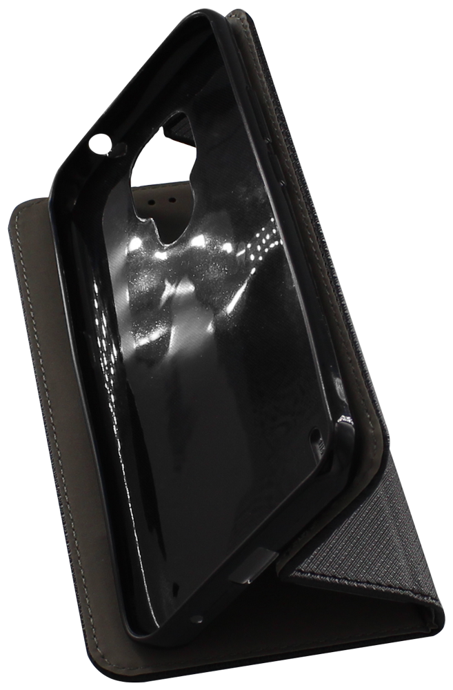 Motorola Moto E7 oldalra nyíló flipes bőrtok rombusz mintás fekete