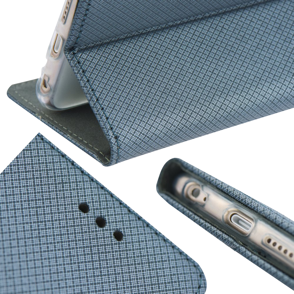 Samsung Galaxy M02 (SM-M022F) oldalra nyíló flipes bőrtok rombusz mintás sötétkék