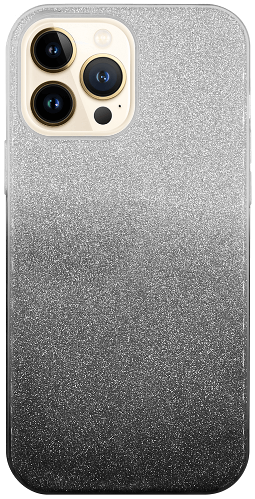 Apple iPhone 13 Pro Max szilikon tok csillogó hátlap fekete/ezüst