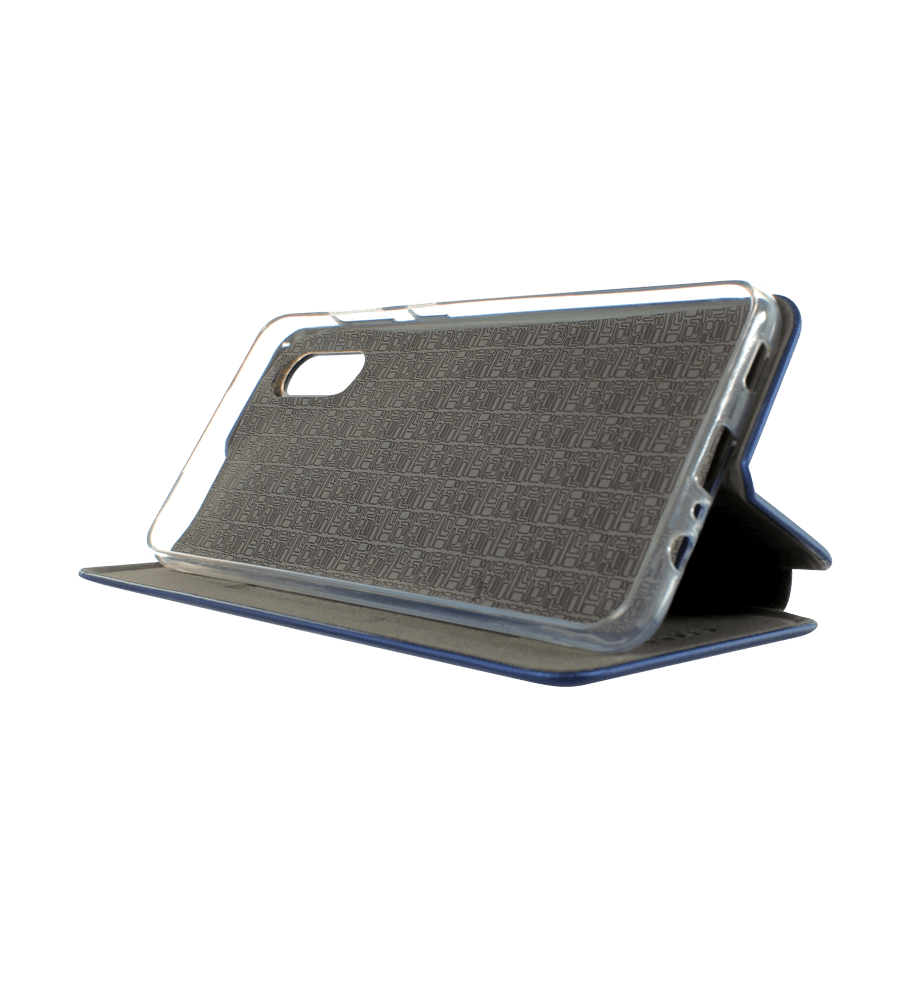 Samsung Galaxy M02 (SM-M022F) oldalra nyíló mágneses flipes bőrtok prémium minőség sötétkék