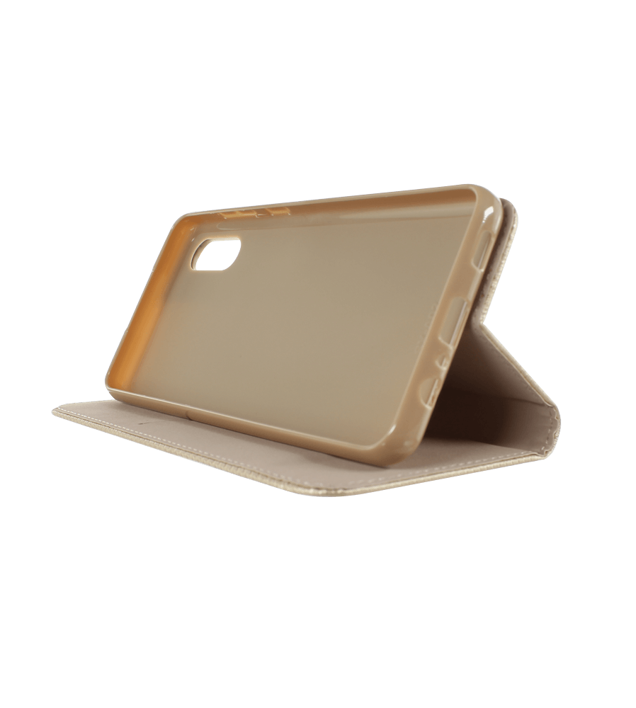 Samsung Galaxy M02 (SM-M022F) oldalra nyíló flipes bőrtok rombusz mintás arany