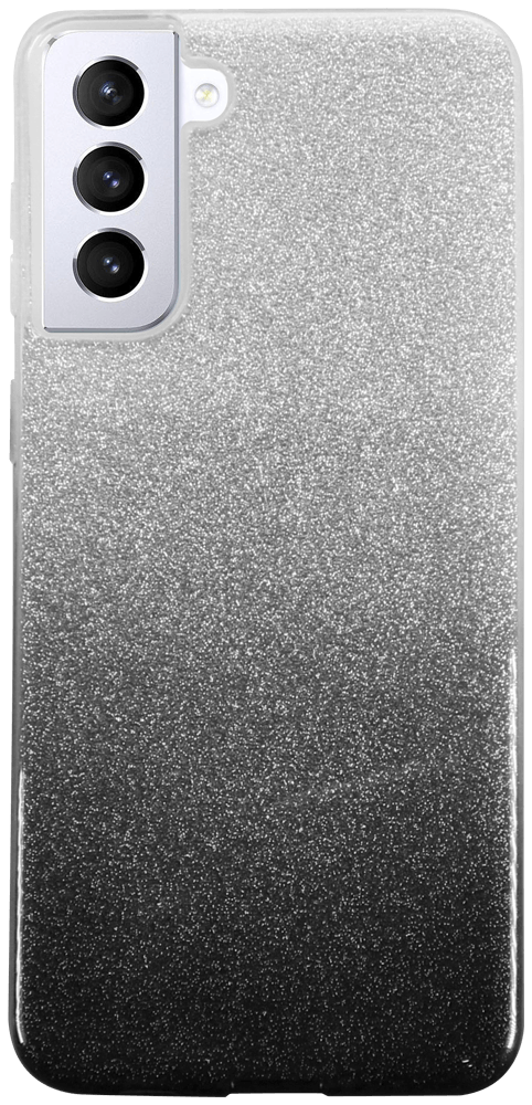 Samsung Galaxy S21 Plus 5G (SM-G996B) szilikon tok csillogó hátlap fekete/ezüst