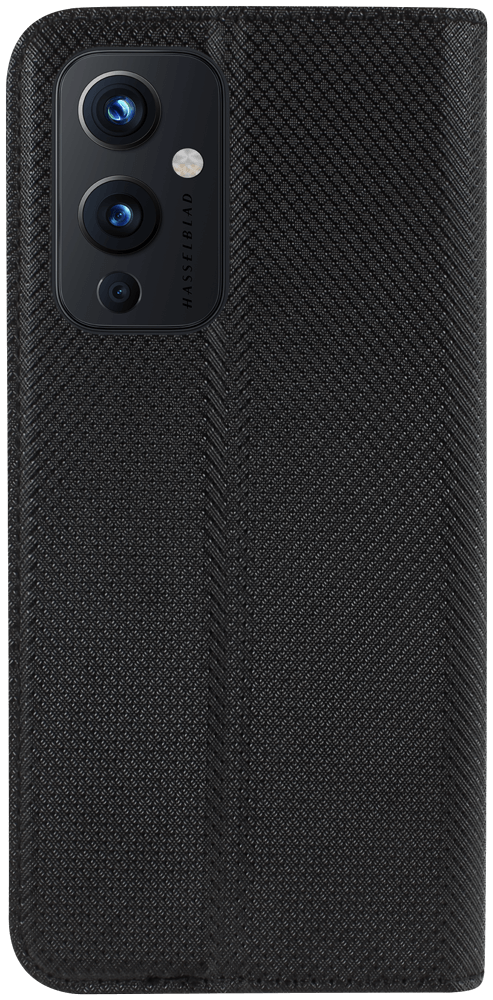 OnePlus 9 oldalra nyíló flipes bőrtok rombusz mintás fekete