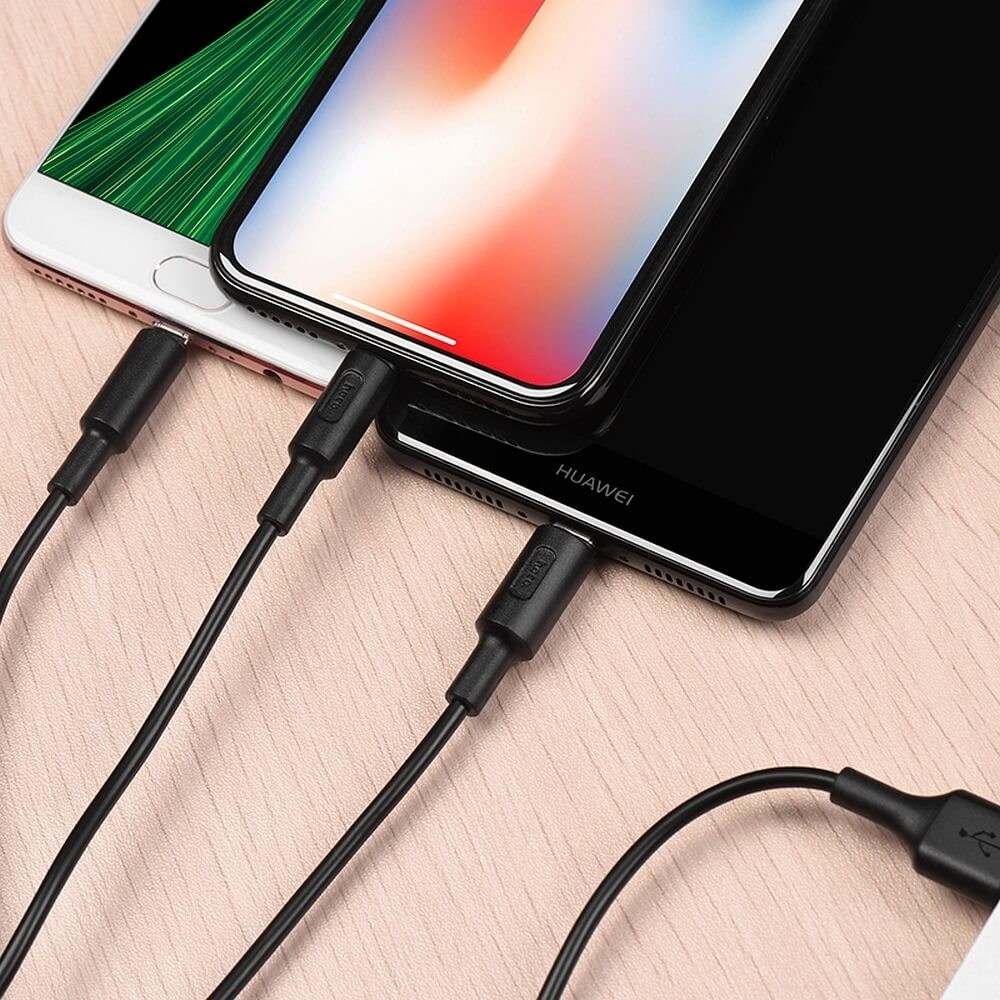 Apple iPhone 11 HOCO USB kábel 3 az 1-ben fekete