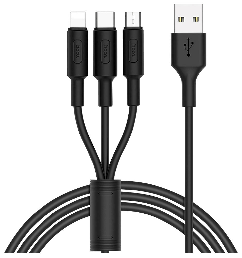 Huawei Y6 2019 (Y6 Prime 2019) HOCO USB kábel 3 az 1-ben fekete