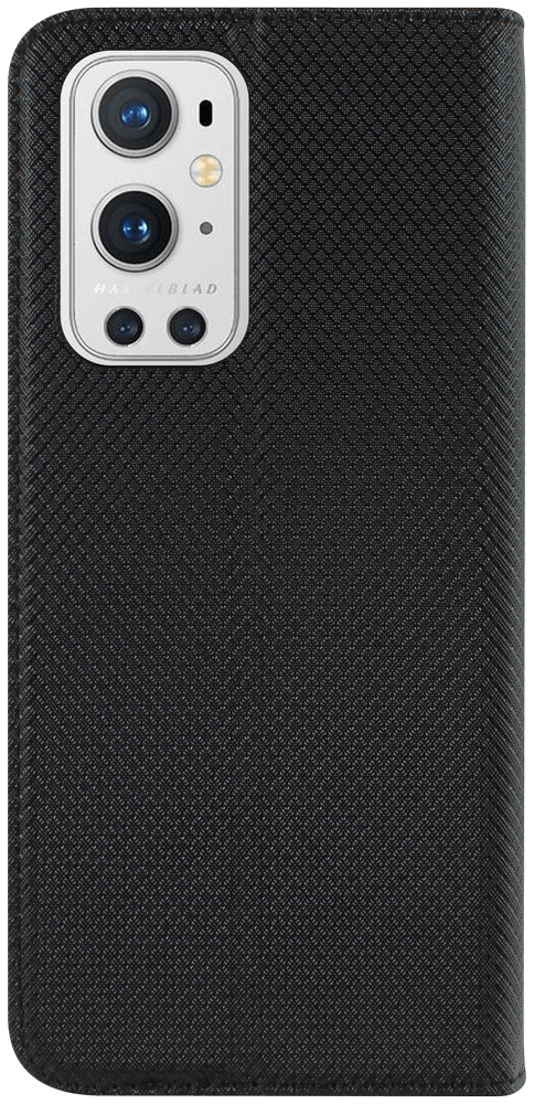 OnePlus 9 Pro oldalra nyíló flipes bőrtok rombusz mintás fekete