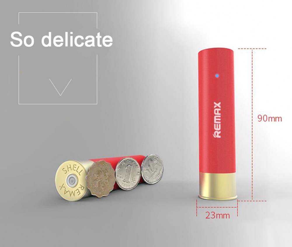Huawei P Smart Plus (Nova 3i) töltény alakú power bank - külső akkumulátor Remax 2500 mAh piros