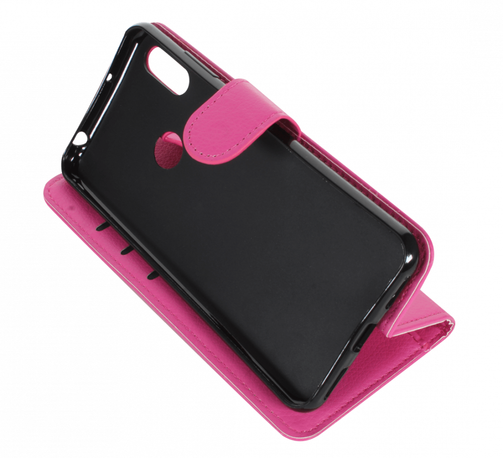 Huawei Y6s (2019) oldalra nyíló flipes bőrtok asztali tartó funkciós rózsaszín