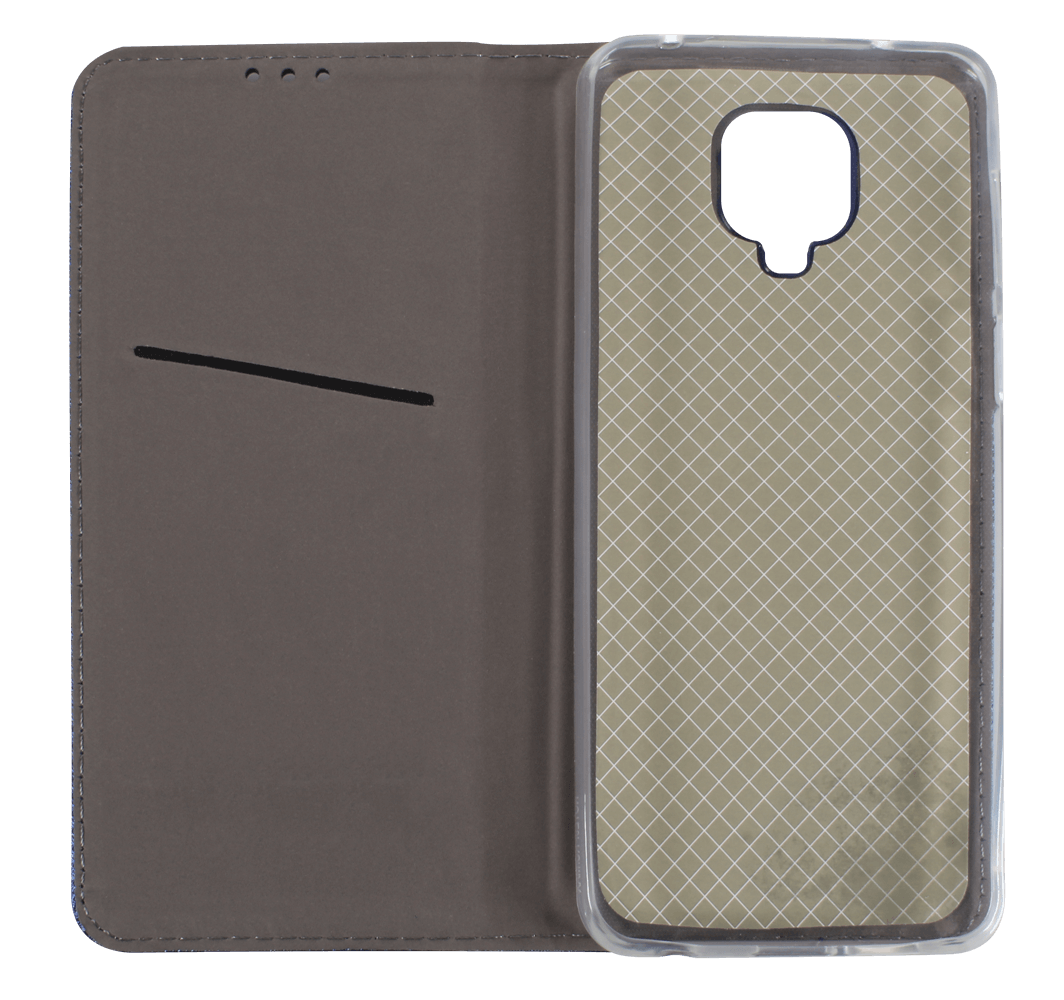 Xiaomi Redmi Note 9 Pro Max oldalra nyíló flipes bőrtok rombusz mintás sötétkék