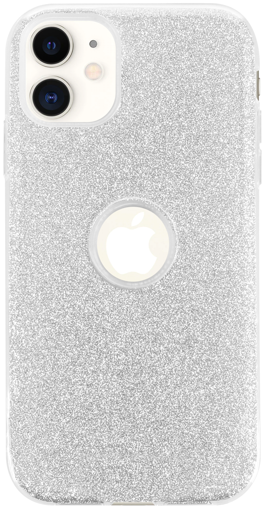 Apple iPhone 11 szilikon tok csillogó hátlap logó kihagyós ezüst