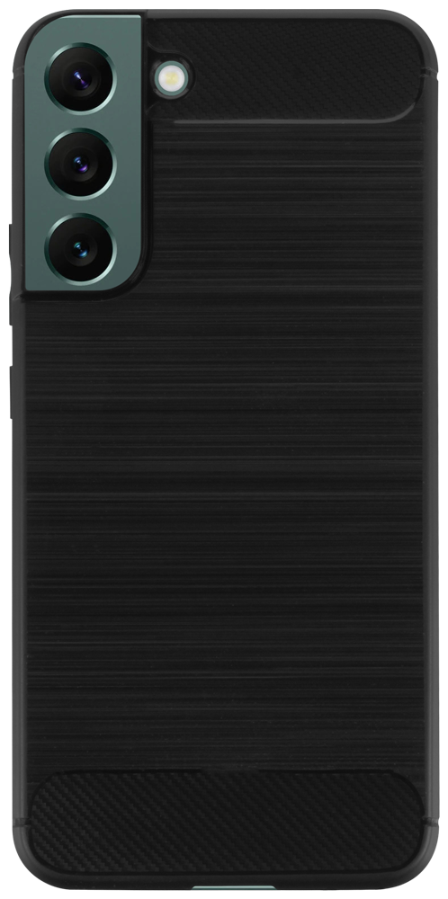 Samsung Galaxy S22 Plus 5G (SM-S906B) ütésálló szilikon tok szálcsiszolt-karbon minta légpárnás sarok fekete