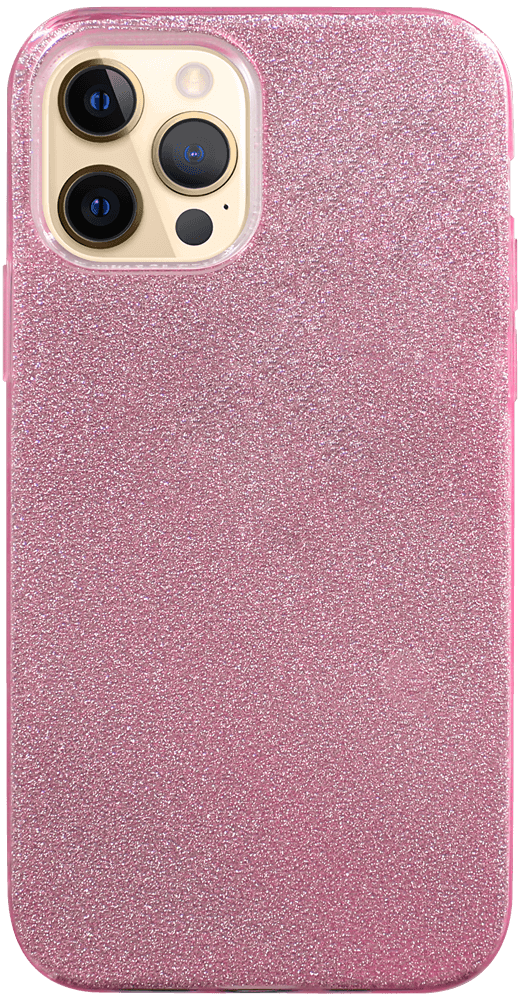 Apple iPhone 12 Pro szilikon tok kivehető ezüst csillámporos réteg halvány rózsaszín