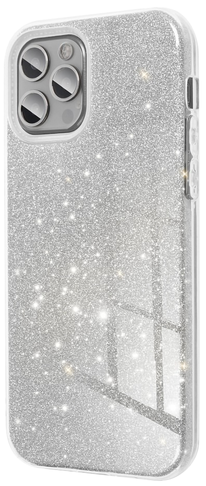 Apple iPhone 11 szilikon tok kivehető ezüst csillámporos réteg átlátszó