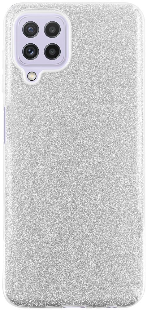 Samsung Galaxy M32 (SM-M325F) szilikon tok kivehető ezüst csillámporos réteg átlátszó