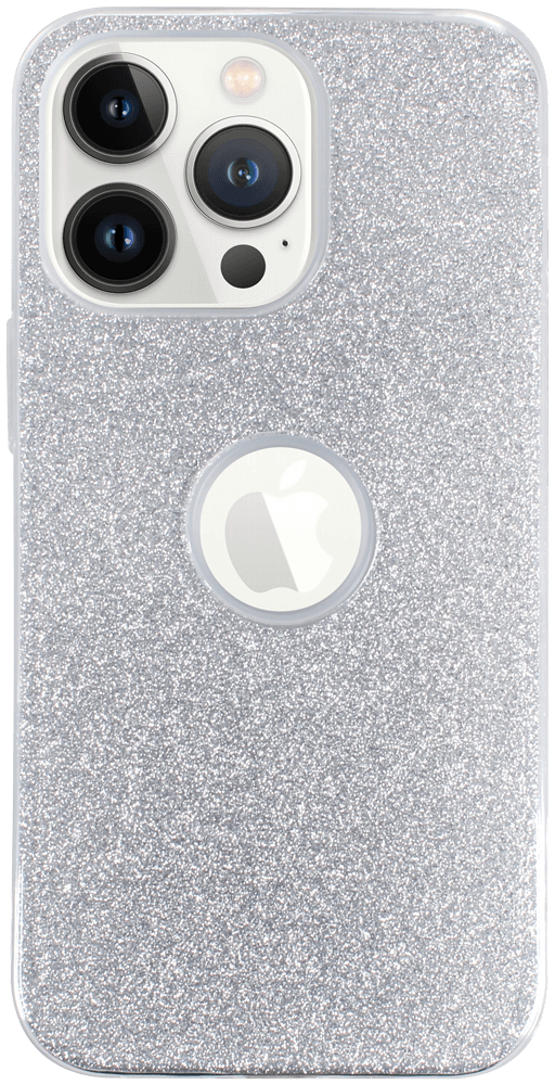 Apple iPhone 13 Pro szilikon tok csillogó hátlap logó kihagyós ezüst