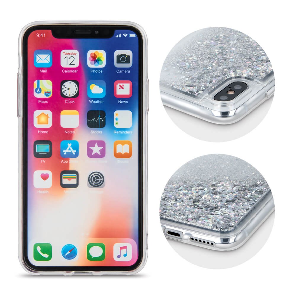 Apple iPhone 13 Mini szilikon tok gyári Liquid Sparkle ezüst