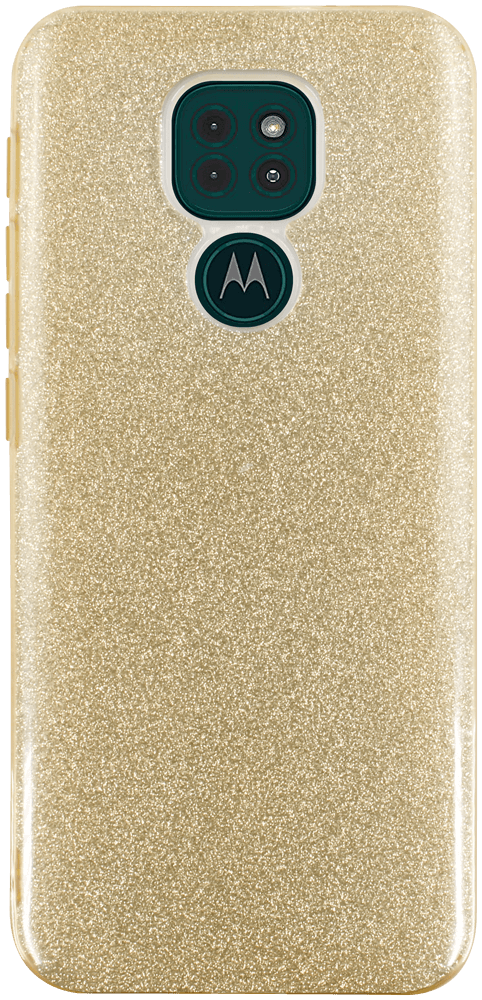 Motorola Moto G9 Play szilikon tok kivehető ezüst csillámporos réteg halvány sárga