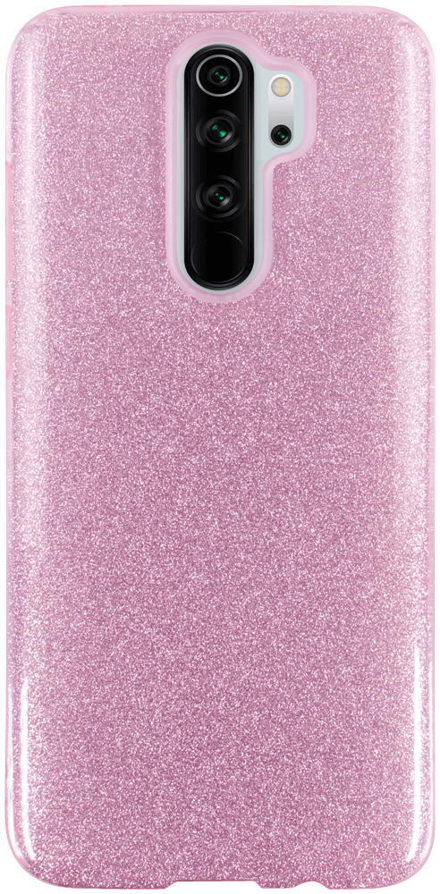 Xiaomi Redmi Note 8 Pro szilikon tok kivehető ezüst csillámporos réteg halvány rózsaszín