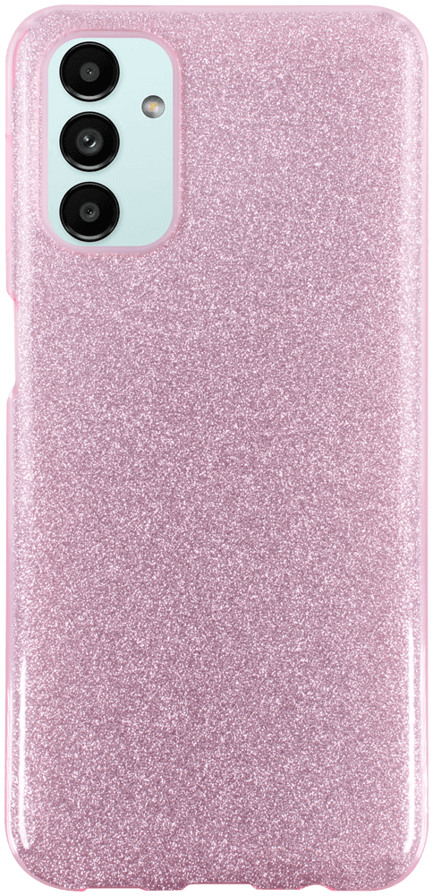 Samsung Galaxy A13 5G (SM-A136) szilikon tok kivehető ezüst csillámporos réteg halvány rózsaszín
