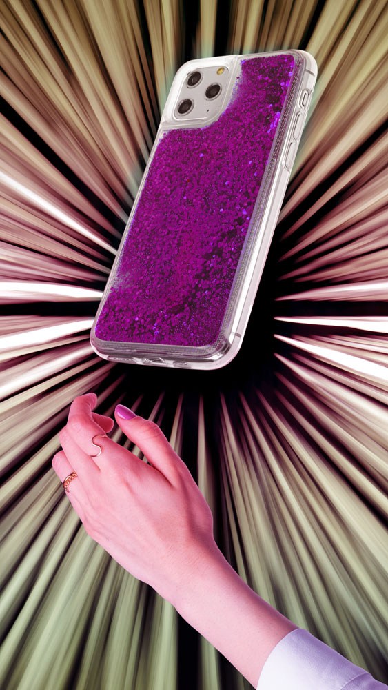 Samsung Galaxy S10e (SM-G970) szilikon tok Liquid Glitter lila