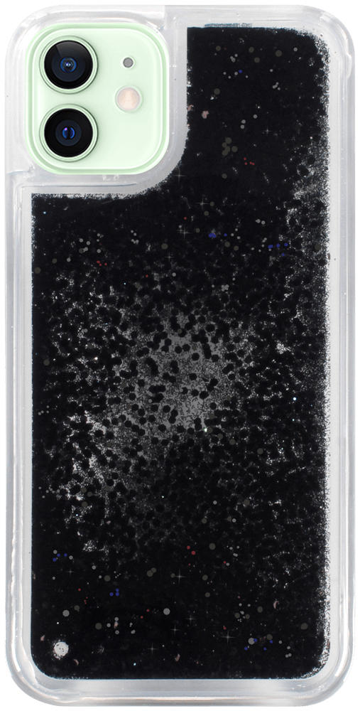 Apple iPhone 12 Mini szilikon tok Liquid Glitter fekete