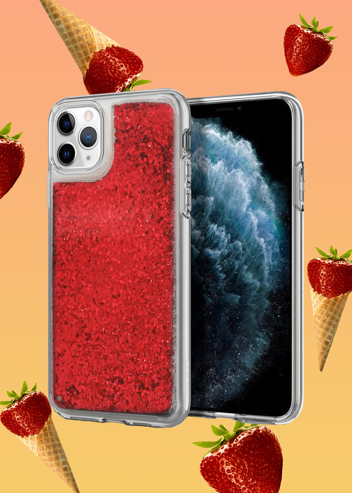 Samsung Galaxy A42 5G (SM-A426B) szilikon tok Liquid Glitter piros