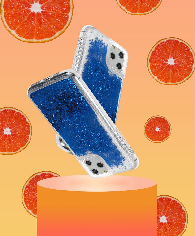 Apple iPhone 12 Pro Max szilikon tok Liquid Glitter sötétkék