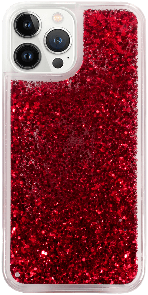 Apple iPhone 13 Pro Max szilikon tok Liquid Glitter piros
