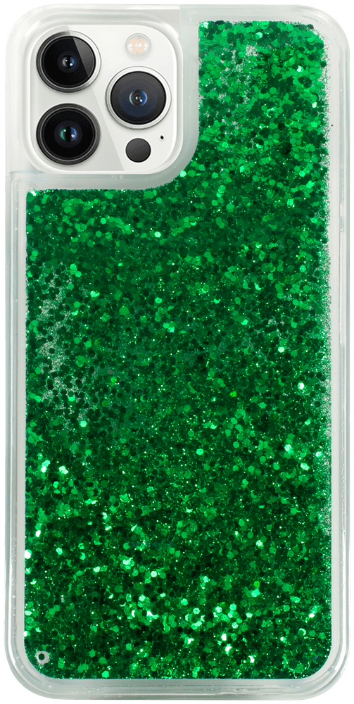 Apple iPhone 13 Pro Max szilikon tok Liquid Glitter zöld